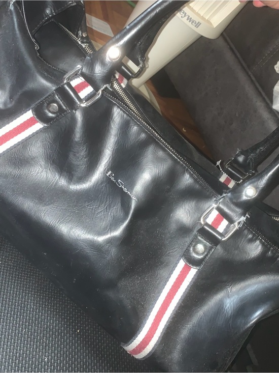 Ben Sherman Other - Ben Sherman Black Tote with Red and White Stripe Webbing